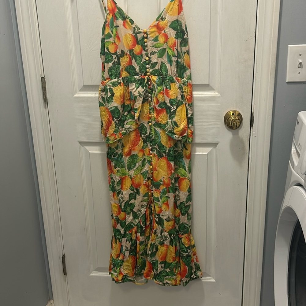 Farm Rio Orange Peplum Dress